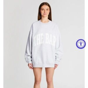 NWT The Bar Varsity Sweatshirt, Heather Grey with white letters